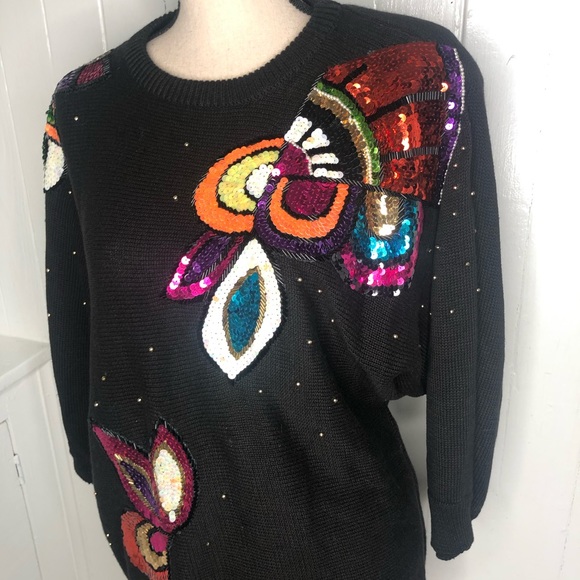 Lisa Ashley Vintage Oversized Sequin Sweater M - Picture 4 of 8